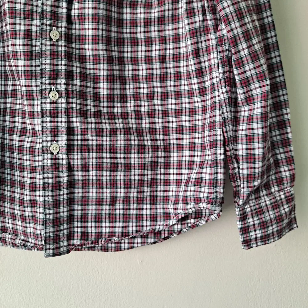 Ralph Lauren Plaid Long Sleeve Button Down Shirt Red Green Black Boys Medium